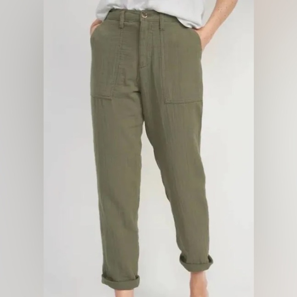 Old Navy Olive Green Women's Crinkle Gauze Trousers